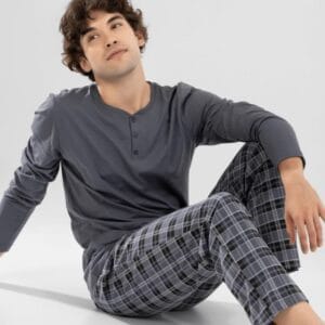 Baykar erkek uzun kollu pamuklu pijama takımı-Melsa Giyim